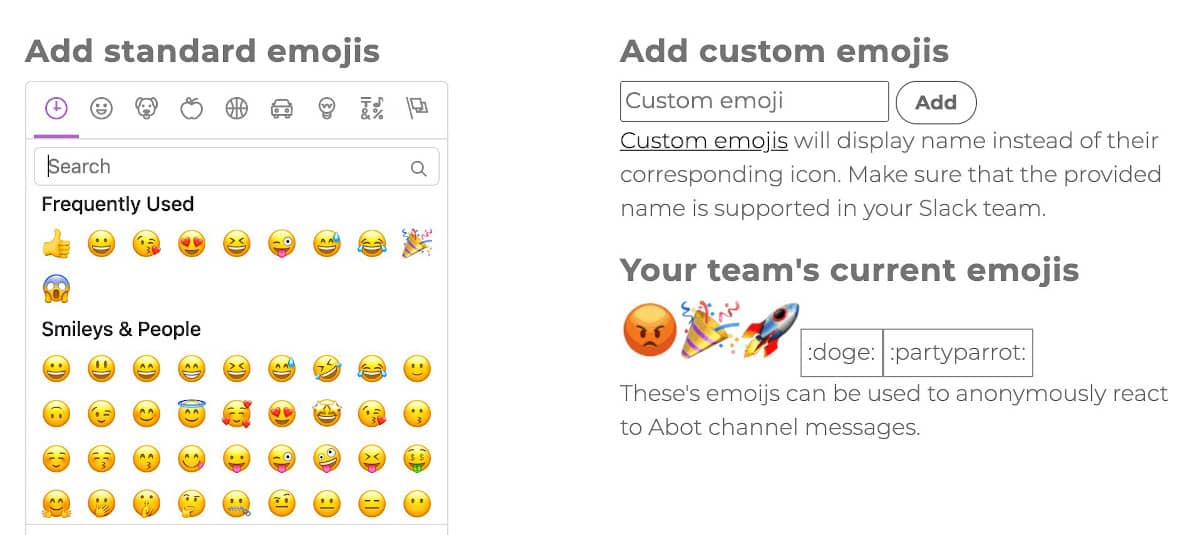 Configuring anonymous emoji reactions